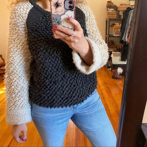 IRO Colorblock Ecru and Charcoal Gray Sweater - Picture 3 of 15